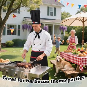 <b>Men</b> Chef Uniform Set With <b>White</b> <b>Jacket</b> Black Apron Hat And Neck Tie Work Fashion Uniform Cotton Material Comfortable Design - Product Image 6