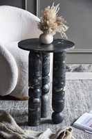 Table d'appoint moderne ronde en marbre noir avec base sculpturale unique Table d'appoint de luxe pour salon chambre bureau