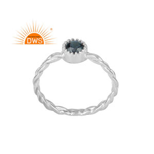 Diseñador hecho a mano fina plata esterlina natural Londres Topacio Azul piedra preciosa anillo apilable joyería fabricante - Product Image 1