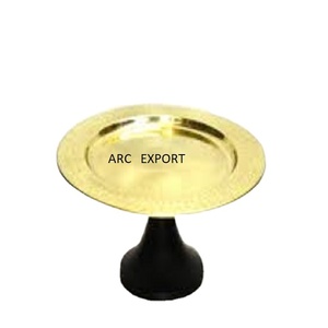 Plateau plaqué or en métal de qualité supérieure avec support de gâteau d'affichage de base de couleur noire - Product Image 1