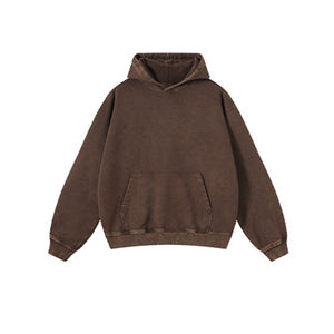 Sweat-shirt en coton éponge surdimensionné personnalisé de qualité Sweat-shirt à capuche vintage gaufré poids lourd sans ficelle délavé à l'acide - Product Image 6