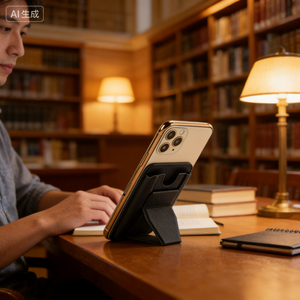 Porte-cartes magnétique en cuir PU avec pochette pour cartes, support pliable et renfort en acier au manganèse - Product Image 5