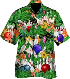 Bowling/Dart/Work Shirts für Männer Satin Kurzarm, halbe Ärmel Shirts