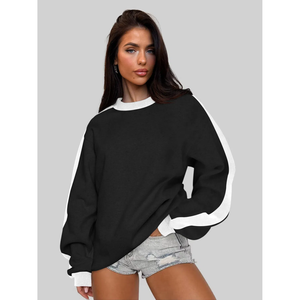 Sudadera Oversize Blanca para Mujer con Mangas en Contraste, Cuello Redondo, Manga Larga, Estilo Casual, Marca Privada OEM Trackstar - Product Image 6