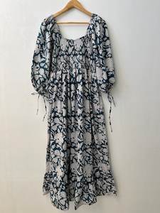 Robe Maxi d'été élégante pour femmes à la mode Design imprimé fleuri confortable Style occidental régulier 100% coton - Product Image 3