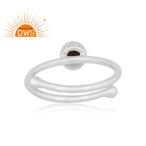 Bague empilable élégante et tendance en argent sterling avec pierre précieuse naturelle en quartz fumé, fabricant de bijoux sur mesure - Product Image 4