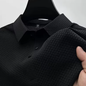 เสื้อยืดโปโลผู้ชายสำหรับฤดูร้อน2025ผ้าไอซ์ซิลค์ระบายอากาศได้ดีเสื้อลำลองแนวธุรกิจมีโลโก้ตามสั่งด้านหน้าทำจาก - Product Image 4