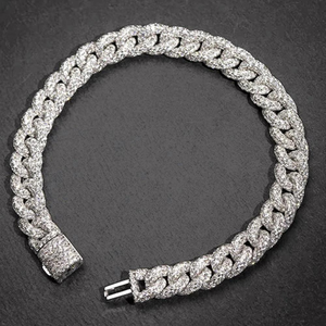 Bracelet cubain hip-hop double rangée serti de diamants avec moissanite en argent sterling 925, prix de vente conseillé 2024 - Product Image 4