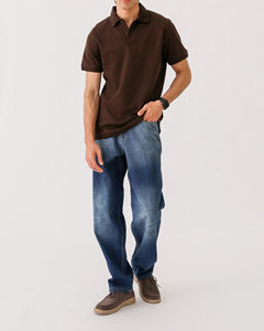 Vintage 100% coton Designer hommes pour polos surdimensionné à manches courtes col rond respirant solide motif grande taille - Product Image 4