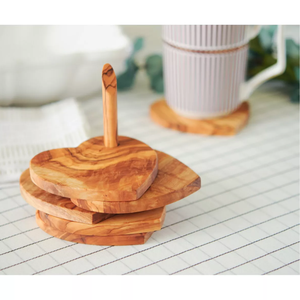 Juego de 6 posavasos en forma de corazón de madera maciza natural al por mayor, vajilla hecha a mano de Vietnam - Product Image 5