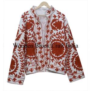 Nouveau style, veste courte en TNT, broderie florale, bombardier, veste en TNT, broderie Suzani faite à la main, vêtements pour femmes, ouverture devant, coton Suzani, veste en TNT - Product Image 6