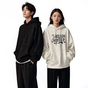 Sweats à capuche d'hiver imprimés personnalisés molleton de coton brossé 320 GSM pullover fabricant OEM vente en gros exportateur du Bangladesh unisexe - Product Image 6