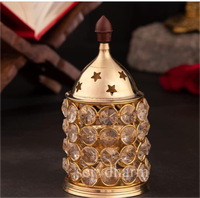 Lampe à huile en laiton et cristal Jaipurios Akhand Diya, porte-bougie chauffe-plat, design floral poli, 5,5 pouces, décoration de maison Puja, cadeau de mariage