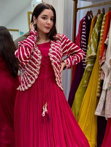 ชุดกาวน์ Ethenic ใหม่สำหรับใส่ในสำนักงานและงานปาร์ตี้พร้อมแจ็คเก็ต faux วัสดุบาน - Product Image 2