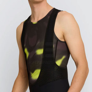 Katusha Cycling Bib Suit Black Green Camo Pattern Breathable Mesh Design <b>Men's</b> Bike Wear - Product Image 2