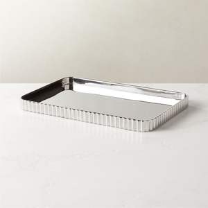 <b>Rectangular</b> stainless steel serving <b>tray</b> with polished <b>mirror</b> finish for modern home and hotel food presentation settings - Product Image 2