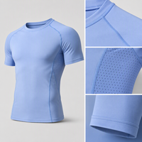 T-shirt de sport pour homme, coupe ajustée, en polyester et élasthanne, séchage rapide, maille respirante, extensible dans quatre directions, compression douce pour la peau, personnalisable OEM