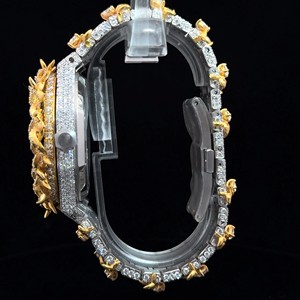 Reloj de Lujo con Diseño de Espinas, Diamantes Incrustados, Dorado y Plateado, Estilo Hip Hop, Bisel con Púas, Estilo Real, Automático, con Correa de Brazalete - Product Image 2