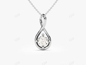 Colgante de moissanita de corte redondo para mujer, de 10K de oro blanco, colgante minimalista solitario, regalo de compromiso delicado - Product Image 5