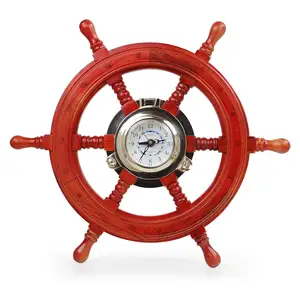 Relógio de barco pirata de madeira de pinho de luxo premium feito à mão, relógio de maré, capitão, marítimo, praia, decoração para casa, presente