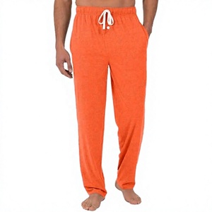 Pantalon de survêtement en coton orange pour homme, taille élastique avec cordon de serrage, pantalon décontracté avec poches latérales, léger, idéal pour l'été - Product Image 1