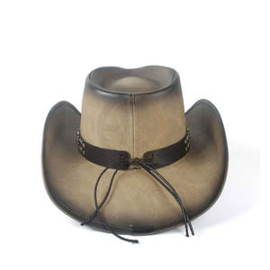 Sombrero de cuero de vaquero unisex de calidad superior hecho en Pakistán con etiqueta privada para hombre - Product Image 4