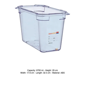 Bandeja Gastronorm Araven GN 1/3 ABS 32.5 x 17.6 x 20 h cm, Equipo de Catering, Suministros para Restaurantes, Contenedores Gastronorm - Product Image 3