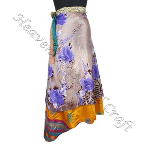 Nueva falda envolvente de baile de Ballet para adultos Rajasthan Silk Sari Magic Around Falda envolvente reversible India Fabricante mayorista - Product Image 6