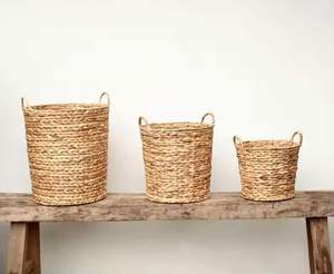 Water <b>Hyacinth</b> <b>Basket</b> Wholesale Handmade Decorative <b>Basket</b> Lightweight Eco Friendly Durable for Home Kitchen Serving - Product Image 4