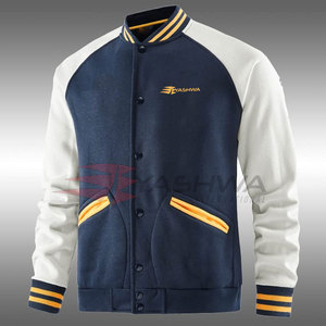 New Design Solid Color Men's Winter <b>Letterman</b> <b>Jacket</b> with Stand Collar and Front Logo Warm Streetwear Casual Clothing - Product Image 3