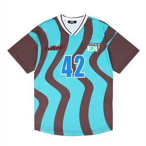 Logo personnalisé rayé lettre football américain maillot respirant coupe ample t-shirts avec option grande taille - Product Image 1