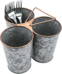 Best Sale Galvanized 3-Compartment Utensil Caddy For Parties Utensil Serve Ware Holder Dining Table Counter Top - Product Image 3