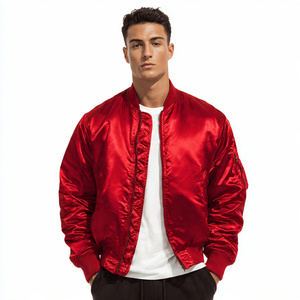 Chaqueta Bomber de Satén con Botones para Hombre, Ropa de Abrigo de Invierno, Chaquetas Universitarias de Satén, Ropa de Abrigo Masculina, Abrigo Bomber de Seda Satén para Hombre - Product Image 4
