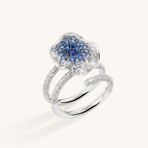 Luxury Blue Flower <b>Adjustable</b> <b>Ring</b> for Women 18K White Gold Plated Micro Pave CZ Sapphire Color Floral Open <b>Ring</b> Fashion Jewelry - Product Image 1