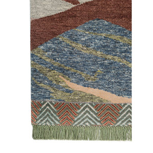Manchaha Beige & <b>Brown</b> Hand Knotted <b>Wool</b> Bamboo Silk Rugs Abstract Pattern Rectangle Carpet for Home Hallway for Teens-Les-2790 - Product Image 4