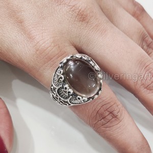 Bague en argent sterling 925 pour homme, en quartz fumé naturel, pierre de naissance d'avril, toutes tailles, bijou de mariage lourd, vente en gros - Product Image 3