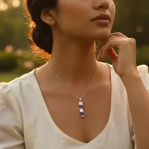 Women's Fashion Jewelry <b>Silver</b> Crystal <b>Necklace</b> with Cubic Zirconia <b>Pendant</b> - Product Image 2