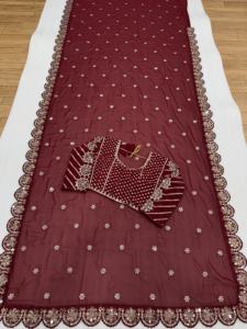 Diseñador Heavy Faux Georgette con bordado Multi Lentejuelas Trabajo Sari Mujer Moda Fabricante y proveedor de Surat - Product Image 6