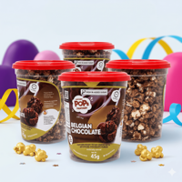 Pop's Fantasy Popcorn Caramelisé au Chocolat Belge 45g en Pot, Snack Sucré Brésilien pour la Vente au Détail