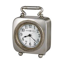Horloge de table de forme carrée en métal laiton AK avec poignée supérieure et base à boule ronde en nickel fini antique pour la décoration intérieure de table
