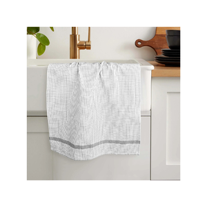 Juego de ropa de cocina con estampado ligero reciclable con Tini abstracto, paños de cocina de algodón 100% bordados de estilo a cuadros pequeños - Product Image 2