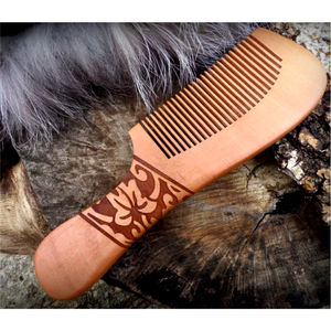 หวีไม้สะเดาทำด้วยมือหวีพกพาสะดวกและนำกลับมาใช้ใหม่ได้สำหรับใช้ในบ้านหวีไม้รูปทรงไม่ซ้ำใคร - Product Image 2