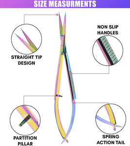 Ciseaux à micro ressort de meilleure qualité Épilation Pédicure et manucure Ciseaux à ressort pour cils en acier inoxydable chirurgical - Product Image 3