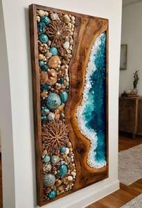 Décoration murale moderne en résine époxy de luxe, en bois, faite à la main, avec LED, étanche, durable, motifs personnalisés, pour la chambre de bébé - Product Image 3