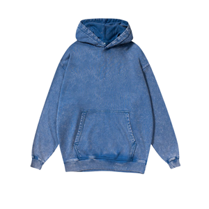 Sudadera con capucha de lana bordada de invierno para hombre de algodón 100% desgastada personalizada High Street Style Oversized Acid Washed - Product Image 5