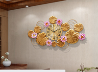 Jam dinding logam Horizontal kuningan, jam dekorasi kamar Hotel, jam dinding dekorasi Modern untuk dekorasi rumah