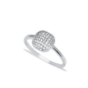 Minimalist Square CZ Design Rhodium Plated Wedding <b>Ring</b> Handcrafted <b>Dainty</b> 925 Sterling Silver Turkish Jewelry - Product Image 5