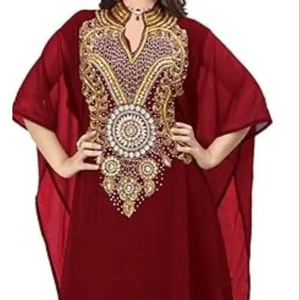 ชุดเดรสยาวแบบมุสลิมสไตล์โมร็อกโก ดูไบ แบบเรียบง่าย ประดับลูกปัดด้วยมือ ยาวคลุมเท้า เป็นมิตรกับสิ่งแวดล้อม เหมาะสำหรับงานแต่งงาน งานปาร์ตี้ หรือใส่ไปเที่ยวชายหาด - Product Image 1