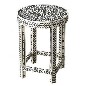 Tabouret d'incrustation en os de forme ronde, haute qualité, vente en gros, Table d'incrustation en os, société de fabrication, inde - Product Image 6