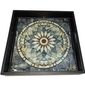 Plateau de service en bois rond de haute qualité avec design moderne haut de gamme Noël vacances décor à la maison Art thème corde Format - Product Image 1